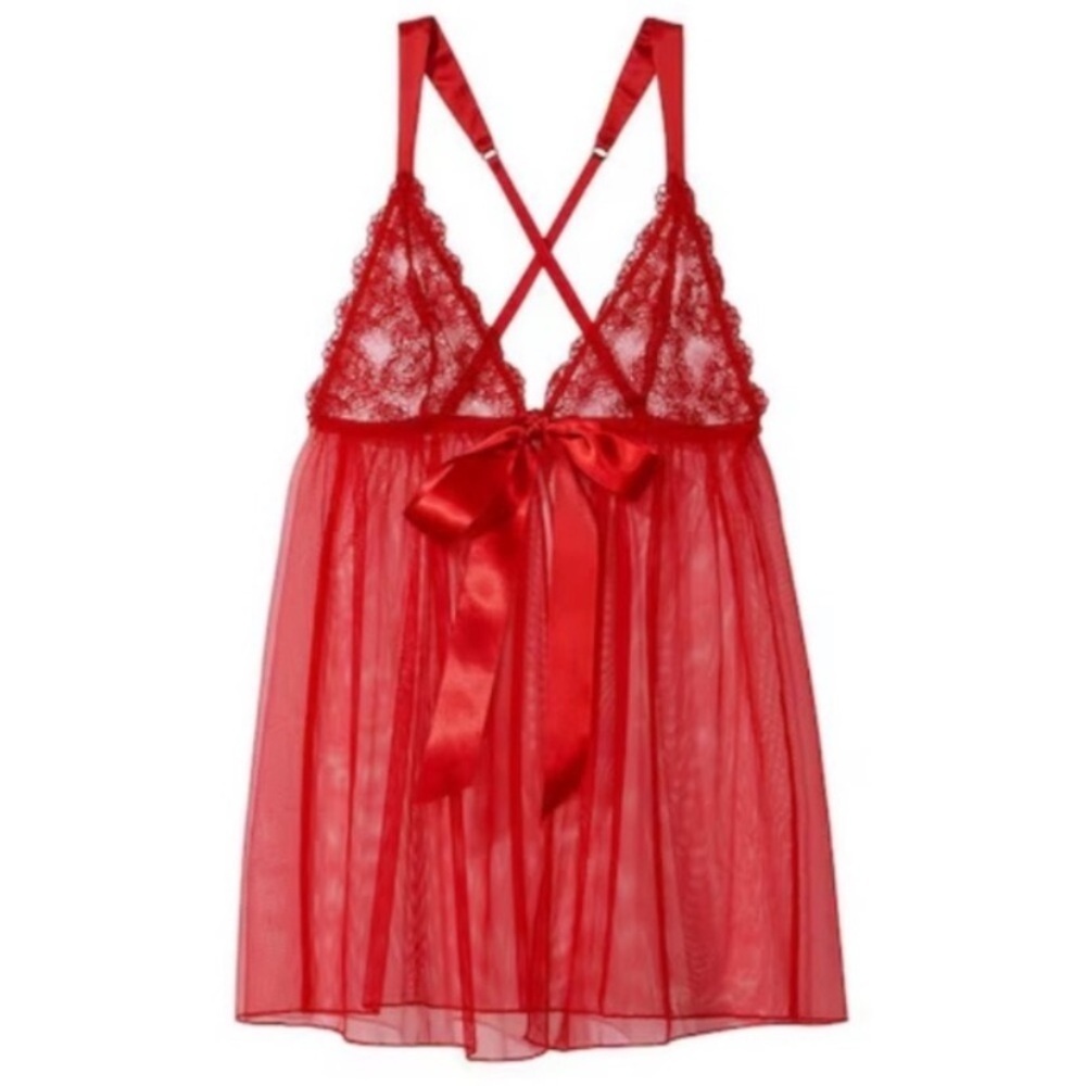 New! Victoria's Secret Lipstick Queen of Hearts Open Cup Babydoll 45867